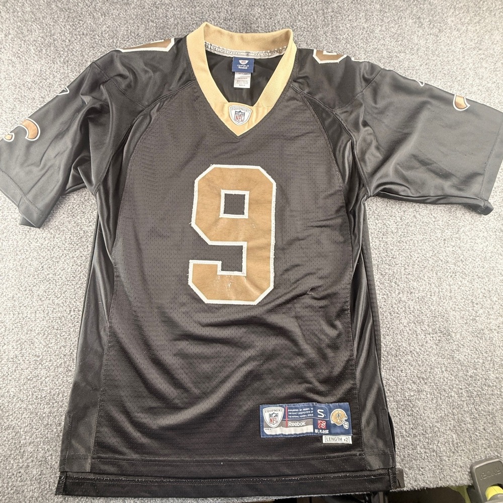 Mens Reebok New Orleans Saints Drew Brees 9 NFL Jersey Black Gold Small